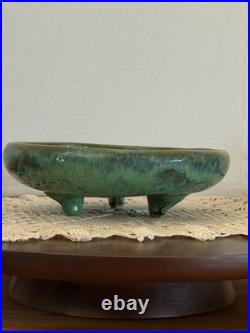 Fulper Arts And Crafts Pottery Green Glaze Art Pottery Three Footed Low Bowl 401