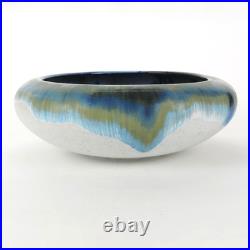 Fulper Pottery 13.75dia blue white flambe glaze huge bowl #43 arts & crafts