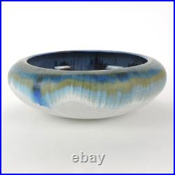 Fulper Pottery 13.75dia blue white flambe glaze huge bowl #43 arts & crafts
