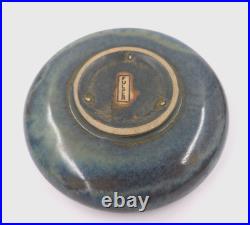 Fulper Pottery Art Deco Green Tan Blue Rolled Edge Bowl 8 Diameter Stamped