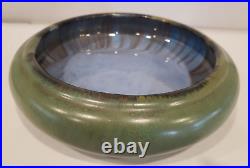 Fulper Pottery Low Bowl #17SP Blue of the Sky Flambe & Mirror Green 2.5 x 9