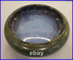 Fulper Pottery Low Bowl #17SP Blue of the Sky Flambe & Mirror Green 2.5 x 9