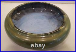 Fulper Pottery Low Bowl #17SP Blue of the Sky Flambe & Mirror Green 2.5 x 9