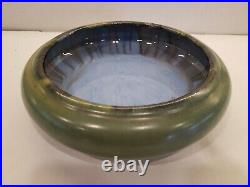 Fulper Pottery Low Bowl #17SP Blue of the Sky Flambe & Mirror Green 2.5 x 9