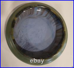 Fulper Pottery Low Bowl #17SP Blue of the Sky Flambe & Mirror Green 2.5 x 9