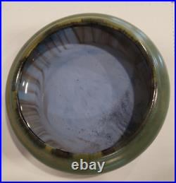 Fulper Pottery Low Bowl #17SP Blue of the Sky Flambe & Mirror Green 2.5 x 9