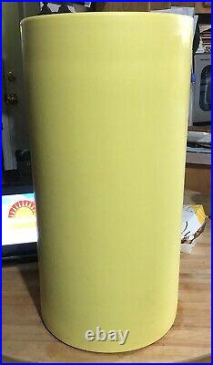 GAINEY CERAMICS POTTERY UMBRELLA STAND BRIGHT YELLOW 1950s-60s 20INCHES TALL