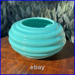 Garden City Pottery Hand Thrown Rose Bowl Aqua Glaze San Jose California Vintage