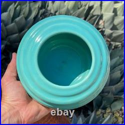 Garden City Pottery Hand Thrown Rose Bowl Aqua Glaze San Jose California Vintage