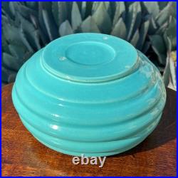 Garden City Pottery Hand Thrown Rose Bowl Aqua Glaze San Jose California Vintage