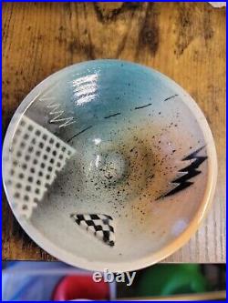 Geometric Signed Pottery Bowl. J Koons- RARE Find vintage 1990
