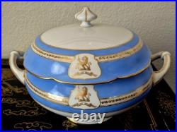 Ginori Impero Blue Turquoise Gold Encrusted 12.5 Soup Tureen And Lid Set Rare