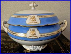 Ginori Impero Blue Turquoise Gold Encrusted 12.5 Soup Tureen And Lid Set Rare