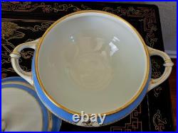 Ginori Impero Blue Turquoise Gold Encrusted 12.5 Soup Tureen And Lid Set Rare