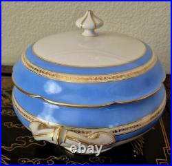 Ginori Impero Blue Turquoise Gold Encrusted 12.5 Soup Tureen And Lid Set Rare