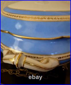 Ginori Impero Blue Turquoise Gold Encrusted 12.5 Soup Tureen And Lid Set Rare