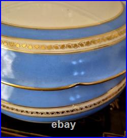Ginori Impero Blue Turquoise Gold Encrusted 12.5 Soup Tureen And Lid Set Rare