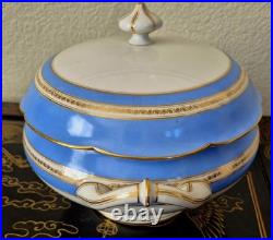 Ginori Impero Blue Turquoise Gold Encrusted 12.5 Soup Tureen And Lid Set Rare