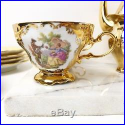 Gloria Germany Gold Set Teapot Tea Cups Saucers Porcelain Bavaria Vtg Sugar Bowl