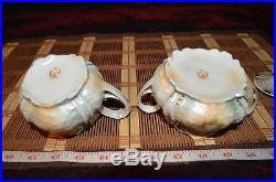 Gorgeous Vtg RS Prussia Satin Finish Footed Creamer and Lidded Sugar Bowl Marked