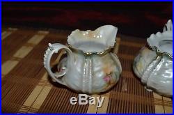 Gorgeous Vtg RS Prussia Satin Finish Footed Creamer and Lidded Sugar Bowl Marked