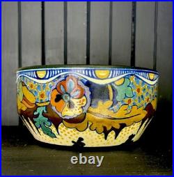 Gouda Zuid-Holland Abstract Floral Design bowl/planter Corona Decor Antique