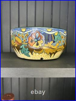 Gouda Zuid-Holland Abstract Floral Design bowl/planter Corona Decor Antique