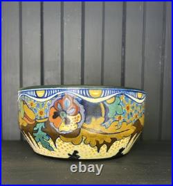 Gouda Zuid-Holland Abstract Floral Design bowl/planter Corona Decor Antique Gouda Zuid-Holland Abstract Floral Design bowl/planter Corona Decor Antique