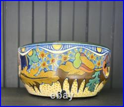 Gouda Zuid-Holland Abstract Floral Design bowl/planter Corona Decor Antique