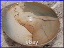 Great Vtg PEGGY ALONAS Art POTTERY BOWL with NUDE Woman Figure CALIFORNIA Artist