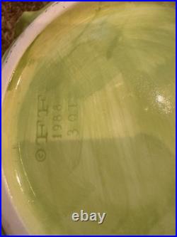 Green Ceramic Lettuce Cabbageware Serving Tureen w Lid, Ladle, ff 1988 3 qt bowl