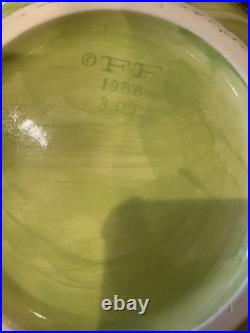 Green Ceramic Lettuce Cabbageware Serving Tureen w Lid, Ladle, ff 1988 3 qt bowl