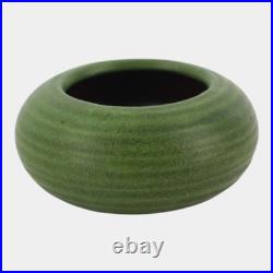 Grueby 1900s Vintage Arts and Crafts Pottery Organic Matte Green Ring Low Bowl