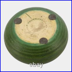 Grueby 1900s Vintage Arts and Crafts Pottery Organic Matte Green Ring Low Bowl