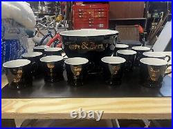 HALL Pottery Tom & Jerry Punch bowl Set with 12 Cups Made In The USA