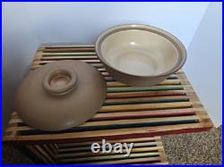HEATH Ceramics Pottery Off White Tan Brown Casserole Covered Dish Bowl & Lid 9
