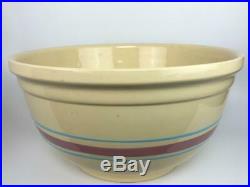 HUGE! 16 #616 Vintage WATT POTTERY Cream Ware Ceramic Yellow Banded Mixing Bowl