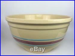HUGE! 16 #616 Vintage WATT POTTERY Cream Ware Ceramic Yellow Banded Mixing Bowl