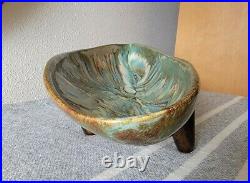 HUGE 21 Vintage MCM DRYDEN POTTERY Drip Glaze Abstract Footed DISH/BOWL Mid-MOD