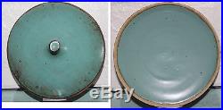 HUGE Vintage Mid Century Modern SIGNED Eunice Prieto TURQUOISE Blue POT LID Bowl