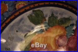 Handmade Italian Platter Plate Fruit Grape Flowers Decor Vintage Bowl Signed G. R