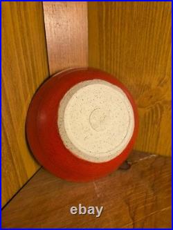 Handmade Pottery Serving Bowls Set of 3 Red Glaze Speckled Rim Studio Art Potter