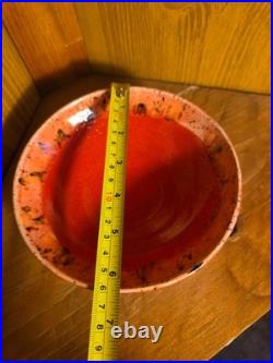 Handmade Pottery Serving Bowls Set of 3 Red Glaze Speckled Rim Studio Art Potter Handmade Pottery Serving Bowls Set of 3 Red Glaze Speckled Rim Studio Art Potter
