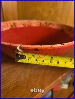 Handmade Pottery Serving Bowls Set of 3 Red Glaze Speckled Rim Studio Art Potter