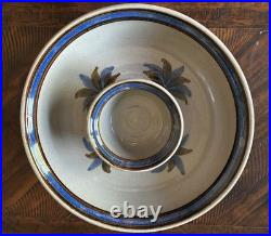 Handmade stoneware ceramic bowl or platter signed Traverso'88