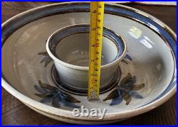 Handmade stoneware ceramic bowl or platter signed Traverso'88