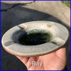 Harding Black Ashtray Bowl Ash Tray Vintage Pottery 6.5 X 1.5 Mid Century