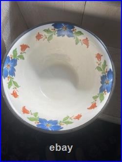 Harker Pottery 1840 Blue Floral Mixing Bowl 1920's-30's. Farmhouse # 11