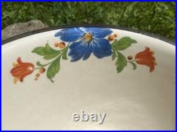 Harker Pottery 1840 Blue Floral Mixing Bowl 1920's-30's. Farmhouse # 11