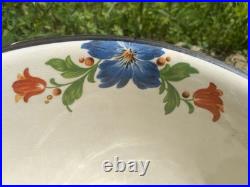 Harker Pottery 1840 Blue Floral Mixing Bowl 1920's-30's. Farmhouse # 11